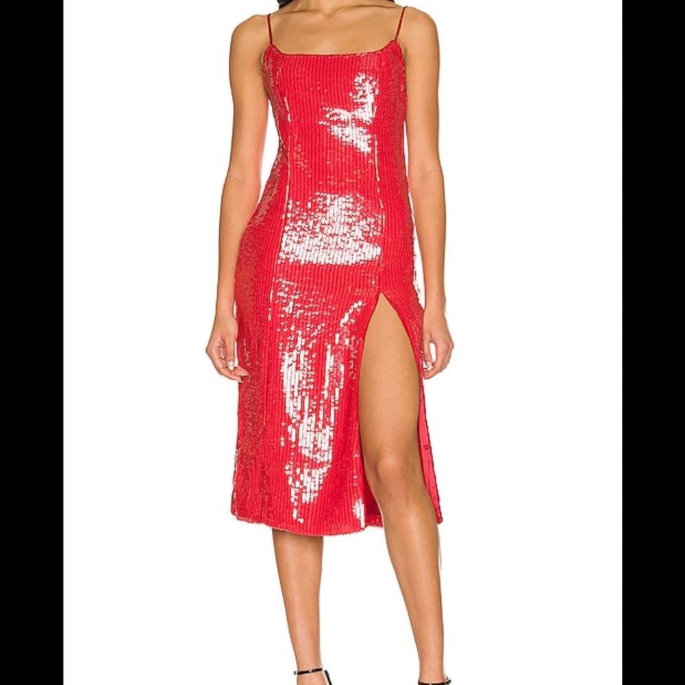 Bardot Beckett Sequin Dress in Lipstick Red